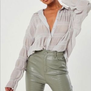 Dove Gray Oversized Crinkle Shirt